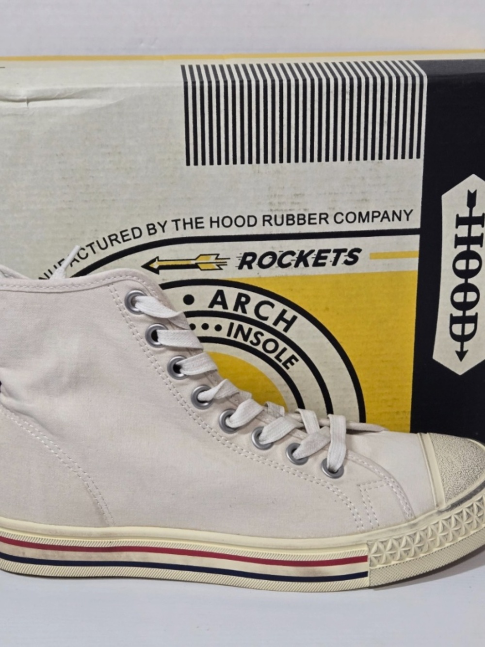 Hood Unisex 1967 Rocket High Cut Canvas Sneakers ShoesVintage Natural Sz:M11 W13